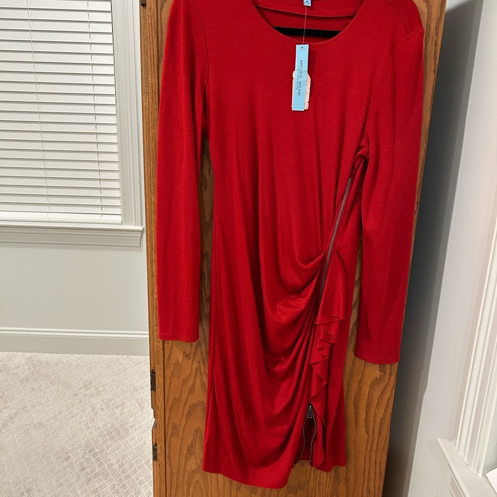 ANTONIO MELANI Vibrant Red Long Sleeve Dress